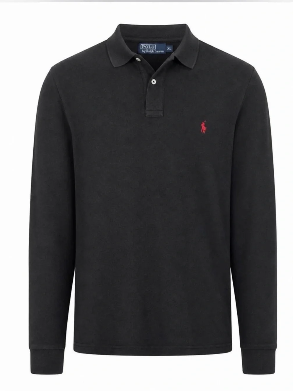 Polo Ralph Lauren Black Long Sleeve Polo‎ Shirt XXL Classic Red Pony Logo